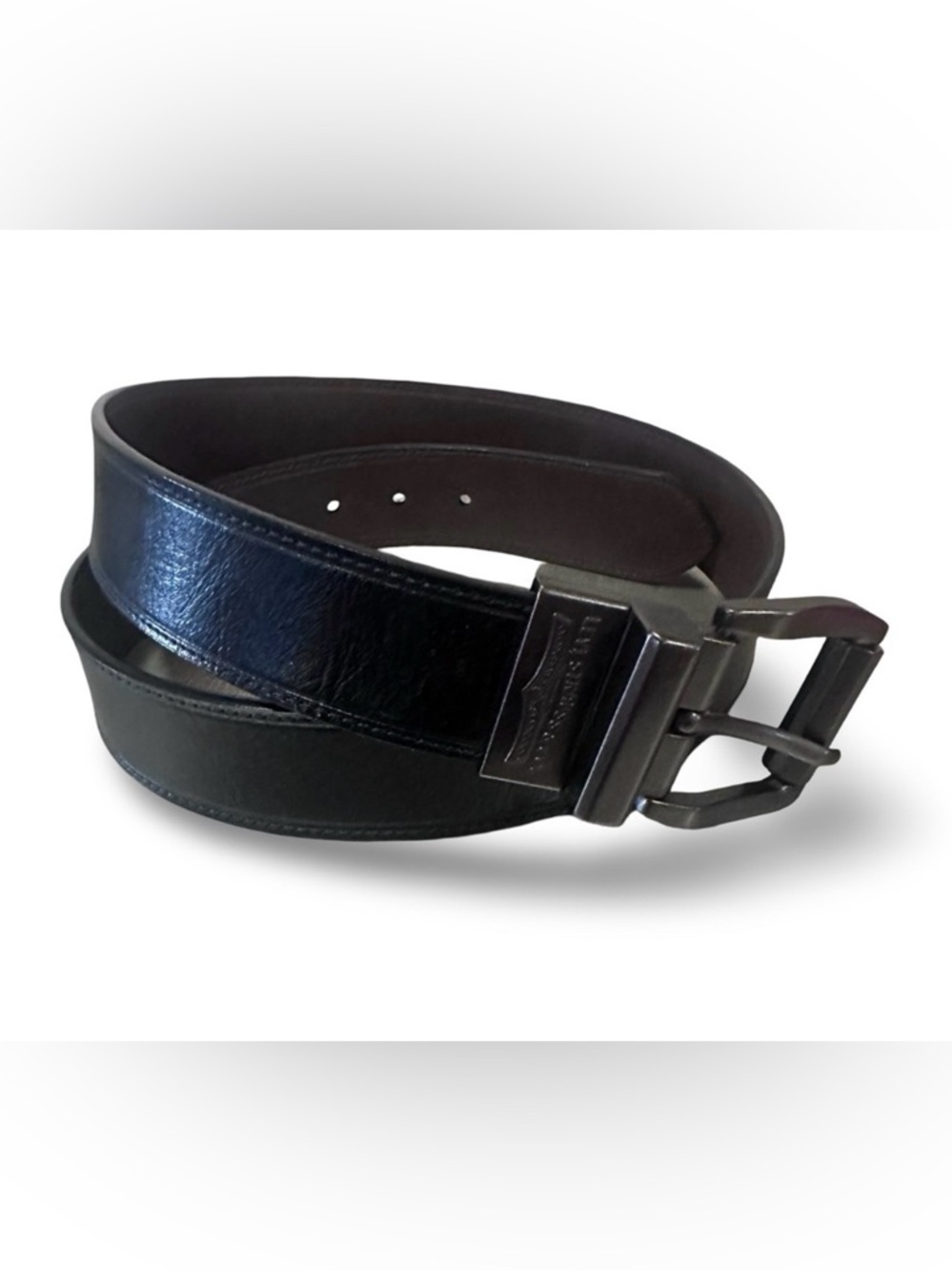 Levi's Strauss men's reversible leather typically black brown gunmetal buckle.